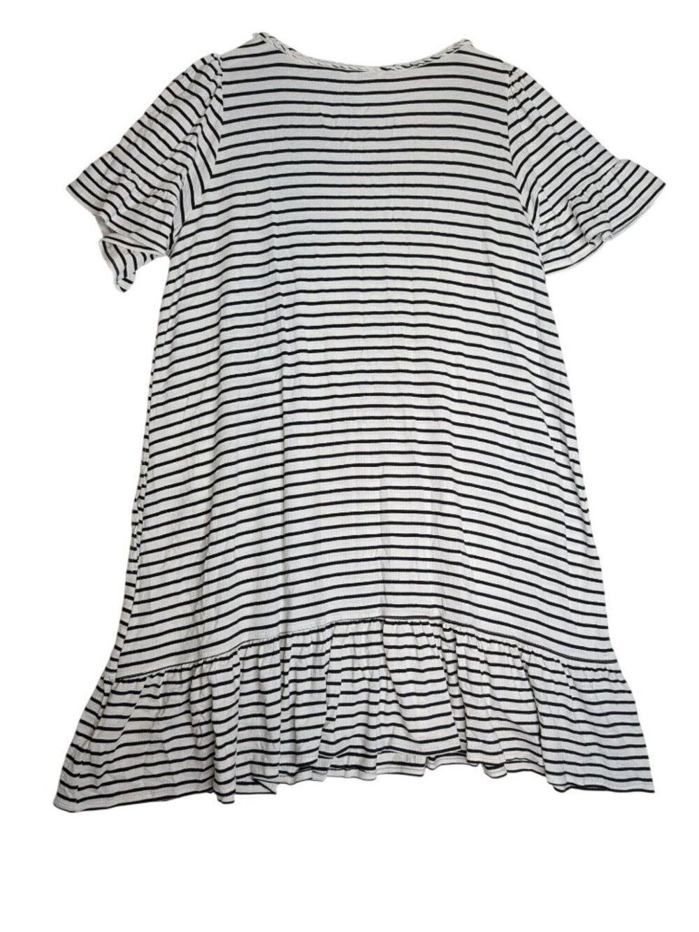 Max Studio Striped Mini Dress Ruffled Sleeves Flounced Hem 1X White & Black - Picture 13 of 13